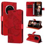 For Honor Magic7 Pro 3D Butterfly Embossed Pattern Flip Leather Phone Case(Red)