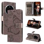 For Honor Magic7 Pro 3D Butterfly Embossed Pattern Flip Leather Phone Case(Grey)