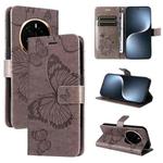 For Honor Magic7 5G 3D Butterfly Embossed Pattern Flip Leather Phone Case(Grey)