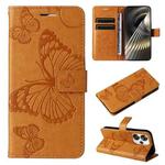 For Xiaomi Poco F6 3D Butterfly Embossed Pattern Flip Leather Phone Case(Yellow)