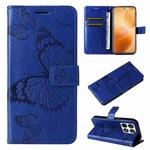 For Xiaomi 14T Pro 3D Butterfly Embossed Pattern Flip Leather Phone Case(Blue)