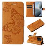 For Xiaomi 14T 3D Butterfly Embossed Pattern Flip Leather Phone Case(Yellow)