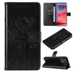 For Motorola Edge 50 Pro Tree & Cat Embossed Pattern Flip Leather Phone Case(Black)
