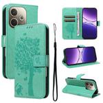 For OPPO A5 Pro 5G Global Tree & Cat Embossed Pattern Flip Leather Phone Case(Green)