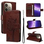 For OPPO A5 Pro 5G Global Tree & Cat Embossed Pattern Flip Leather Phone Case(Coffee)