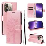 For OPPO A5 Pro 5G Global Tree & Cat Embossed Pattern Flip Leather Phone Case(Rose Gold)