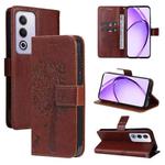 For OPPO K12X 5G Global Tree & Cat Embossed Pattern Flip Leather Phone Case(Coffee)