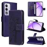 For OPPO K12X 5G Global Tree & Cat Embossed Pattern Flip Leather Phone Case(Purple)