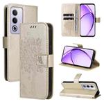 For OPPO K12X 5G Global Tree & Cat Embossed Pattern Flip Leather Phone Case(Gold)