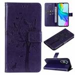 For vivo Y03 Tree & Cat Embossed Pattern Flip Leather Phone Case(Purple)