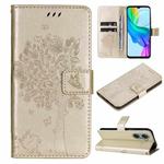 For vivo Y03 Tree & Cat Embossed Pattern Flip Leather Phone Case(Gold)