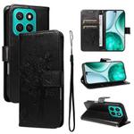 For Honor X8C 4G Global Tree & Cat Embossed Pattern Flip Leather Phone Case(Black)