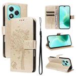 For Honor 400 Lite Tree & Cat Embossed Pattern Flip Leather Phone Case(Gold)