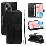 For Honor 400 Pro Global 160.8mm Tree & Cat Embossed Pattern Flip Leather Phone Case(Black)