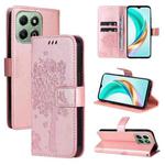 For For Honor X6c / X6b / X6a / X5b Tree & Cat Embossed Pattern Flip Leather Phone Case(Rose Gold)