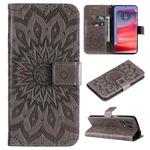 For Motorola Edge 50 Pro Embossed Sunflower Pattern Flip Leather Phone Case(Grey)