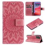 For Motorola Edge 50 Pro Embossed Sunflower Pattern Flip Leather Phone Case(Pink)