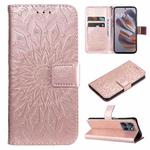 For Motorola Edge 50 Neo Embossed Sunflower Pattern Flip Leather Phone Case(Rose Gold)