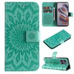 For Motorola Edge 50 Neo Embossed Sunflower Pattern Flip Leather Phone Case(Green)