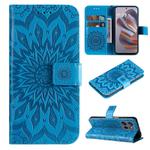 For Motorola Edge 50 Neo Embossed Sunflower Pattern Flip Leather Phone Case(Blue)