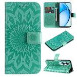 For OPPO A60 4G Global Embossed Sunflower Pattern Flip Leather Phone Case(Green)