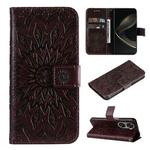 For Huawei nova 12 SE / nova 11 SE Embossed Sunflower Pattern Flip Leather Phone Case(Brown)