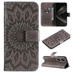 For Huawei nova 12 SE / nova 11 SE Embossed Sunflower Pattern Flip Leather Phone Case(Grey)