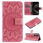 For Huawei nova 12 SE / nova 11 SE Embossed Sunflower Pattern Flip Leather Phone Case(Pink)