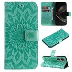 For Huawei nova 12 SE / nova 11 SE Embossed Sunflower Pattern Flip Leather Phone Case(Green)