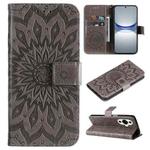 For Huawei nova 12s Embossed Sunflower Pattern Flip Leather Phone Case(Grey)