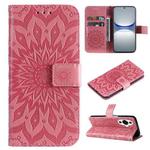 For Huawei nova 12s Embossed Sunflower Pattern Flip Leather Phone Case(Pink)