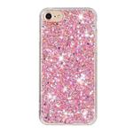 For iPhone 8 / 7 Transparent Frame Glitter Powder TPU Phone Case(Pink)