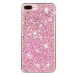 For iPhone 8 Plus / 7 Plus Transparent Frame Glitter Powder TPU Phone Case(Pink)