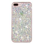 For iPhone 8 Plus / 7 Plus Transparent Frame Glitter Powder TPU Phone Case(White)