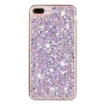 For iPhone 8 Plus / 7 Plus Transparent Frame Glitter Powder TPU Phone Case(Purple)