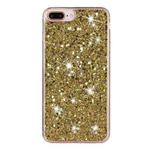 For iPhone 8 Plus / 7 Plus Transparent Frame Glitter Powder TPU Phone Case(Gold)
