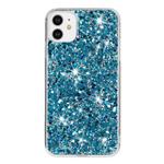 For iPhone 11 Transparent Frame Glitter Powder TPU Phone Case(Blue)