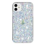 For iPhone 11 Pro Transparent Frame Glitter Powder TPU Phone Case(White)