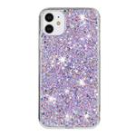 For iPhone 11 Pro Transparent Frame Glitter Powder TPU Phone Case(Purple)