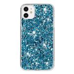 For iPhone 11 Pro Transparent Frame Glitter Powder TPU Phone Case(Blue)