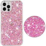 For iPhone 11 Pro Max Transparent Frame Glitter Powder TPU Phone Case(Pink)
