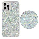 For iPhone 11 Pro Max Transparent Frame Glitter Powder TPU Phone Case(White)