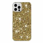 For iPhone 11 Pro Max Transparent Frame Glitter Powder TPU Phone Case(Gold)