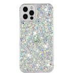 For iPhone 12 Pro Max Transparent Frame Glitter Powder TPU Phone Case(White)