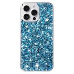 For iPhone 13 Pro Max Transparent Frame Glitter Powder TPU Phone Case(Blue)