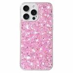 For iPhone 13 Pro Transparent Frame Glitter Powder TPU Phone Case(Pink)