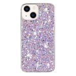 For iPhone 15 Transparent Frame Glitter Powder TPU Phone Case(Purple)