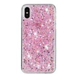 For iPhone XS Max Transparent Frame Glitter Powder TPU Phone Case(Pink)