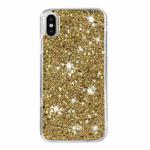 For iPhone XS Max Transparent Frame Glitter Powder TPU Phone Case(Gold)
