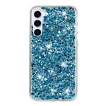 For iPhone XR Transparent Frame Glitter Powder TPU Phone Case(Blue)